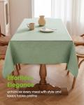 Waterproof Sage Green Linen Tablecloth, 52 x 70 Inch