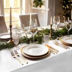 2-Pack Waterproof White Tablecloths for Rectangular Tables