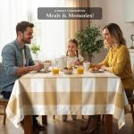 Beige Checkered Tablecloth - Stain Resistant 60x84