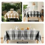 Beige Checkered Tablecloth - Stain Resistant 60x84