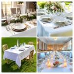 2-Pack Waterproof White Tablecloths for Rectangular Tables