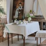 2-Pack Waterproof White Tablecloths for Rectangular Tables