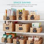Best Choice Products Set of 4 9x12in Water Hyacinth Pantry Baskets, Woven Organizers w/Chalkboard Label, Chalk Marker - Natural