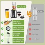 KOIOS 1000W Smoothie Blender with To-Go Cups