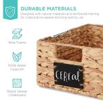 Best Choice Products Set of 4 9x12in Water Hyacinth Pantry Baskets, Woven Organizers w/Chalkboard Label, Chalk Marker - Natural