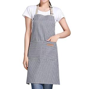 RUIBOLU Khaki Striped Adjustable Bib Apron