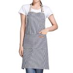 RUIBOLU Khaki Striped Adjustable Bib Apron