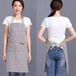 RUIBOLU Khaki Striped Adjustable Bib Apron