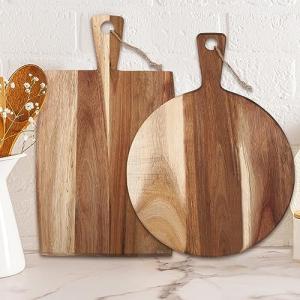 Acacia Wood Cutting Board Set with Handle