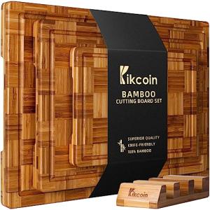 Kikcoin Set of 3 Extra Large Bamboo Cutting Boards