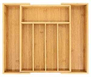 Expandable Bamboo Drawer Organizer for Kitchen Utensils