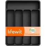 Lifewit 5-Compartment Cutlery Drawer Organizer, Black