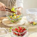 Borosilicate Glass Lunch Containers with Lids, 4 Pack