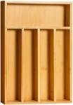 Bamboo Utensil Drawer Organizer with 5 Compartments