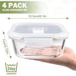Borosilicate Glass Lunch Containers with Lids, 4 Pack
