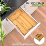 Bamboo Utensil Drawer Organizer with 5 Compartments