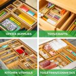 Bamboo Drawer Organizer Set - 14 Versatile Boxes