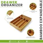Bamboo Utensil Drawer Organizer with 5 Compartments