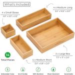 Bamboo Drawer Organizer Set - 14 Versatile Boxes
