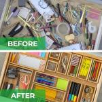 Bamboo Drawer Organizer Set - 14 Versatile Boxes