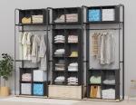 HOMIDEC Closet Organizers and Storage, 9 Cube Storage Organizer, Portable Closet Organizer Cubes Shelves for Clothes, Bedroom, Kids Room, Bathroom, Wardrobe, Garment Racks, Black