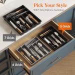 Lifewit 5-Compartment Cutlery Drawer Organizer, Black