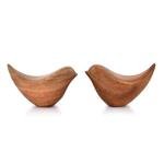 Acacia Wood Bird Statues Set for Home Décor