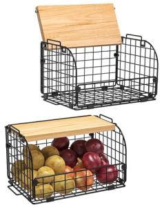Stackable Wire Baskets for Kitchen Storage