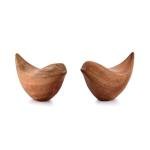 Acacia Wood Bird Statues Set for Home Décor