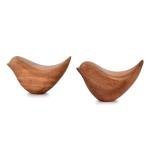 Acacia Wood Bird Statues Set for Home Décor