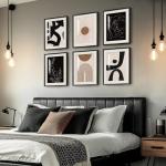 Set of 6 Boho Black and White Wall Art