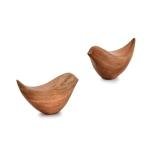 Acacia Wood Bird Statues Set for Home Décor