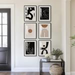 Set of 6 Boho Black and White Wall Art