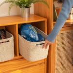 4-Pack Brown Storage Baskets with Handles