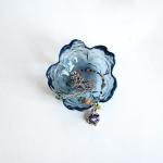 Crystal Blue Flower Jewelry Tray for Vanity