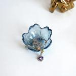Crystal Blue Flower Jewelry Tray for Vanity