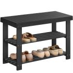 SONGMICS Shoe Rack Bench, 3-Tier Bamboo Shoe Storage Organizer, Entryway Bench, Holds Up to 286 lb, 11.3 x 27.6 x 17.8 Inches, for Entryway Bathroom Bedroom, Ink Black ULBS04H