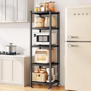 5-Tier Adjustable Kitchen Storage Shelves with Wheels