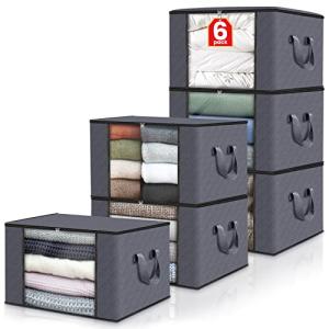 Fab totes Storage Bags,Clothes Blanket Storage Bins Foldable Closet Organizers with Reinforced Handle for Home Dorm Storage and Organization,Fabric Bags for Organizing Bed Sheets,Clothing,Comforters