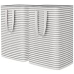 Lifewit 2 Pack Laundry Hamper Large Collapsible Laundry Baskets, Freestanding Waterproof Clothes Hamper with Easy Carry Handles in Laundry Room Bedroom Bathroom College Dorm for Adults, Grey, 2 x 80L