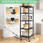 5-Tier Adjustable Kitchen Storage Shelves with Wheels