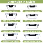 8 Pack Airtight Glass Meal Prep Containers