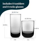 Libbey Polaris Smoke Tumbler and Rocks Glass Set