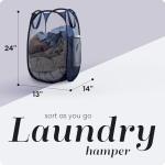 Handy Laundry Collapsible Mesh Foldable Hamper 14" x 14' x 24" Navy Blue