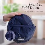 Handy Laundry Collapsible Mesh Foldable Hamper 14" x 14' x 24" Navy Blue