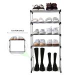 Jucaifu Stackable Small Shoe Rack, Entryway, Hallway and Closet Space Saving Storage and Organization (3-Tier, Black)