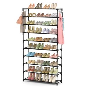 10-Tier Shoe Rack for 50 Pairs - Black