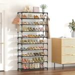 10-Tier Shoe Rack for 50 Pairs - Black