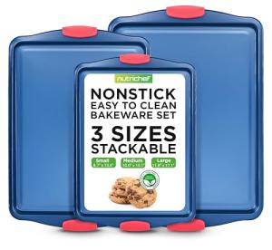 NutriChef 3-Piece Nonstick Baking Pans Set