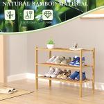 ROMGUAR CRAFT 3 Tier Bamboo Shoe Rack for Closet Free Standing Wood Shoe Shelf Storage Organizer for Entryway Small Space Stackable 27"x11"x20" (Natural)